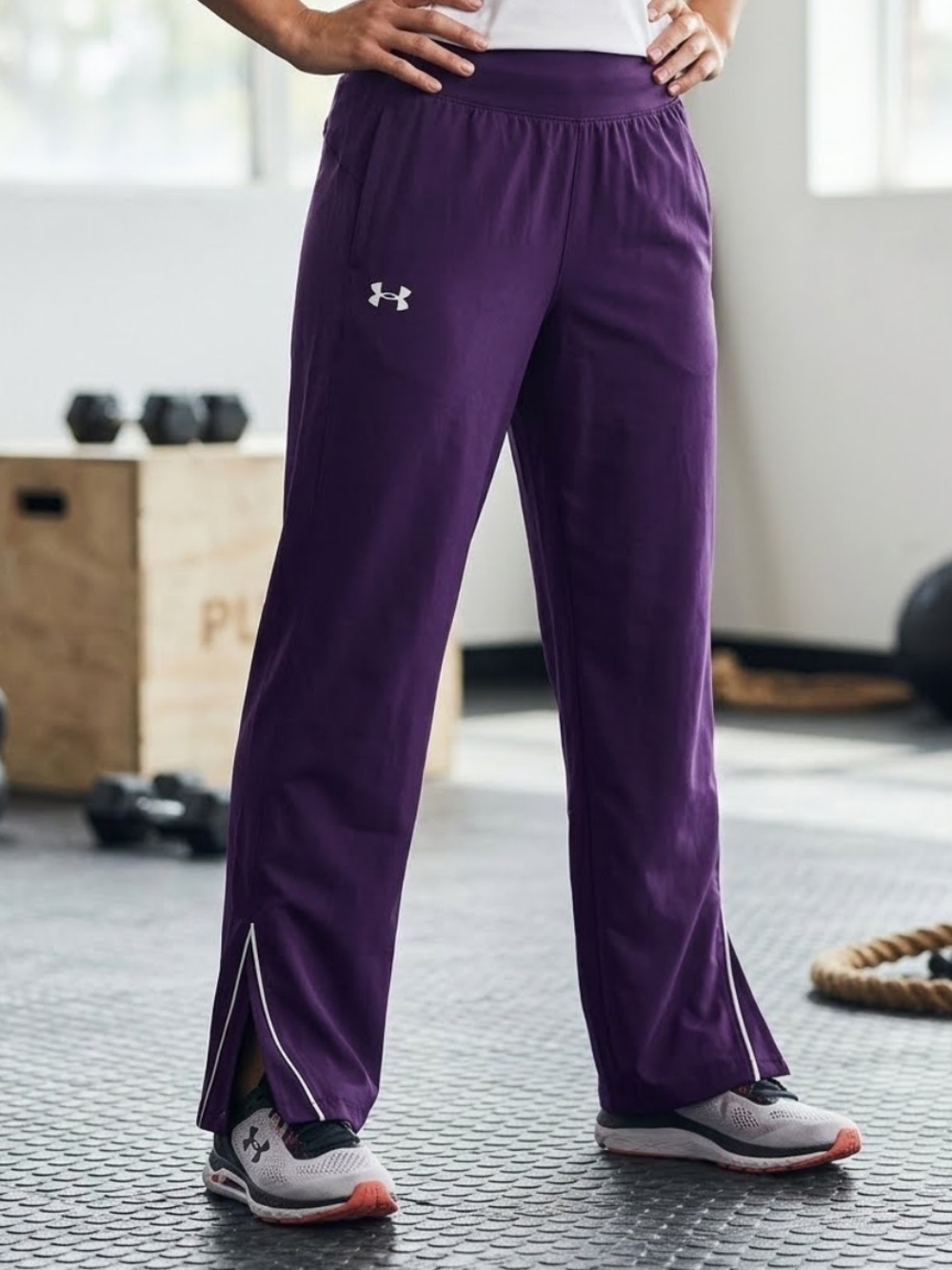 UNDER ARMOUR Track Pants Purple Loose Fit Mesh Lined All Season Warm Up XS